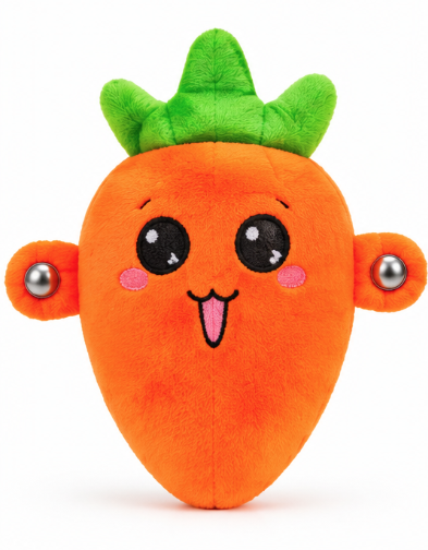 Jucarie Interactiva din Plus MORCOV Fruit Sensing Rhythm Toy Sunete Reactie la Atingere PORTOCALIU